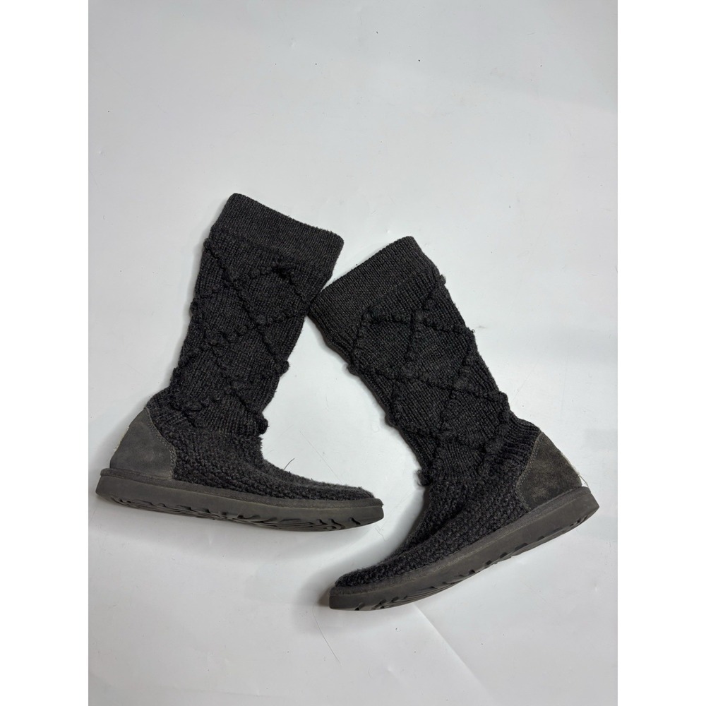 UGG Classic Cardi Cable Knit Boots Mid-Calf Side Zipper Cardy Women's 6 EUR 37